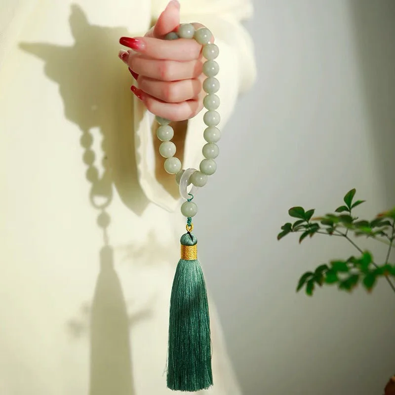 Beading - Đá Ngọc Tủy Xanh Hạt 12Mm