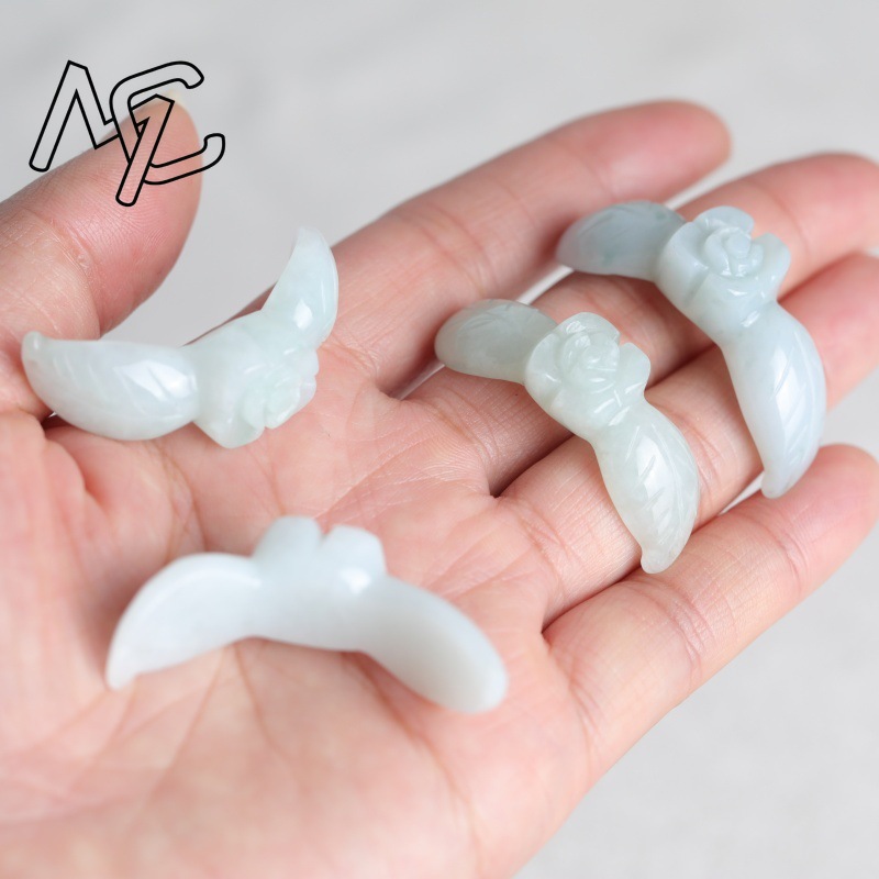 2PC Natural White Jadeite Jade - đánh giá và giá Beading
