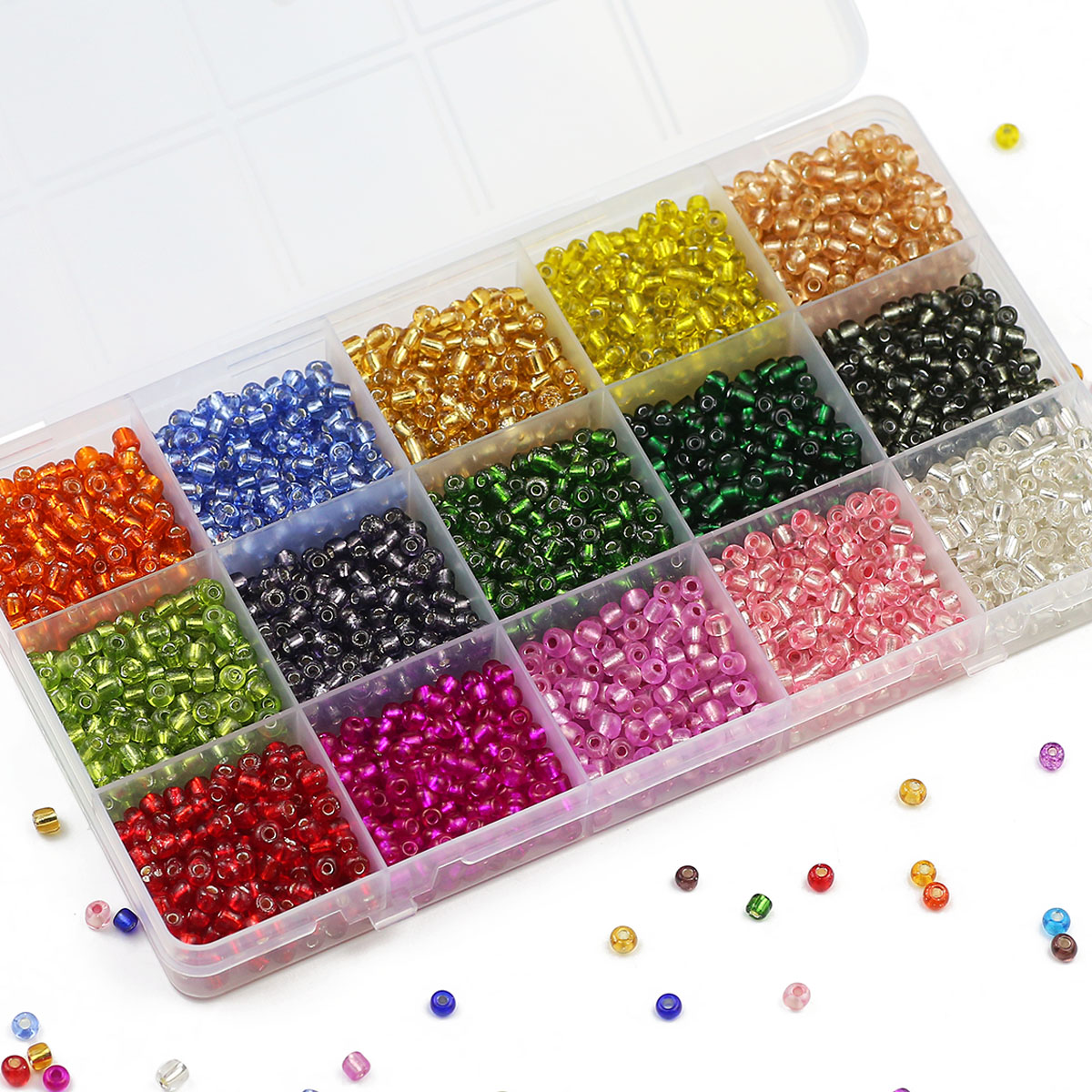 15 Colors Kit Transparent 2/3/ - đánh giá và giá Glass Seed Beads 2Mm Jewelry Making