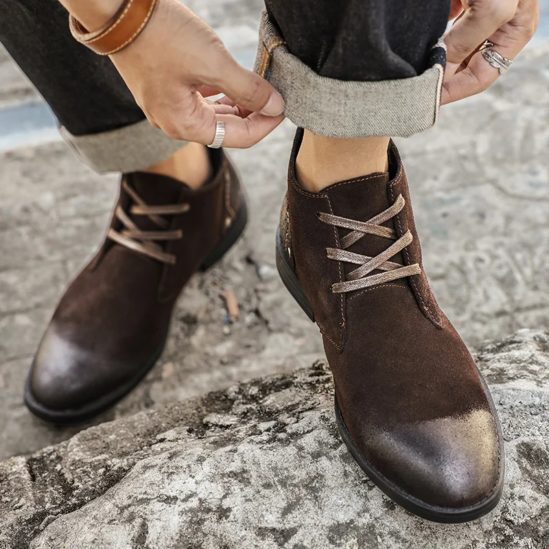 New Cow Suede Ankle Boots Hand - đánh giá và giá Craft Tools