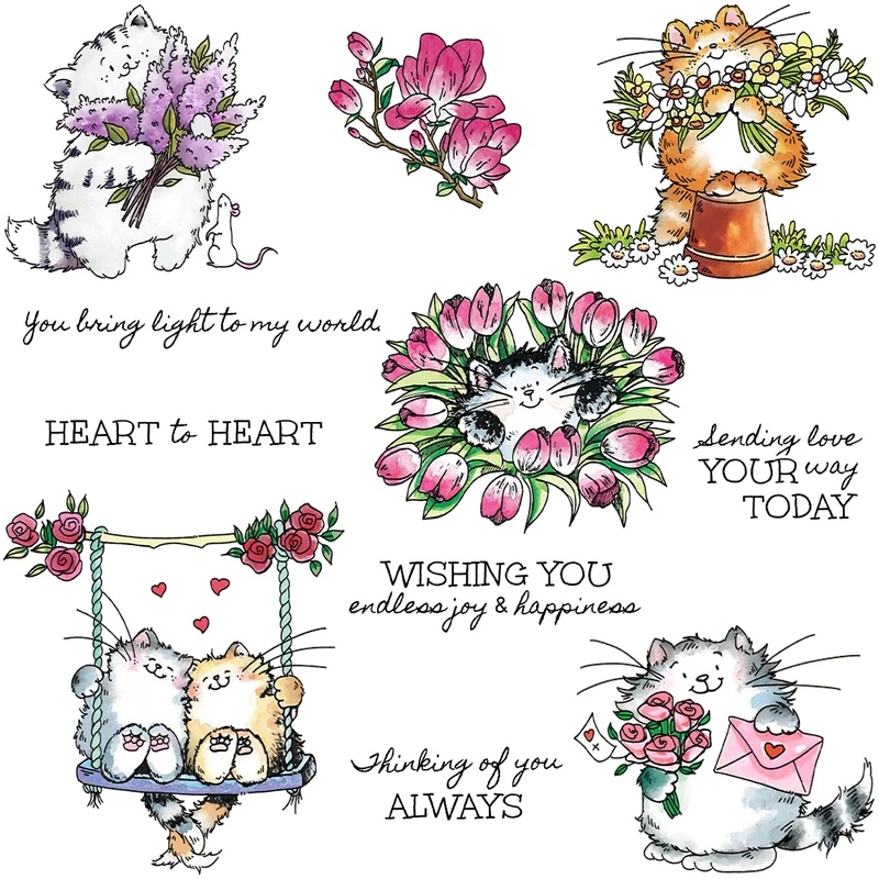 Suncraft Cute Kitty Cats And F - đánh giá và giá Clear Silicone Stamps For Card Making
