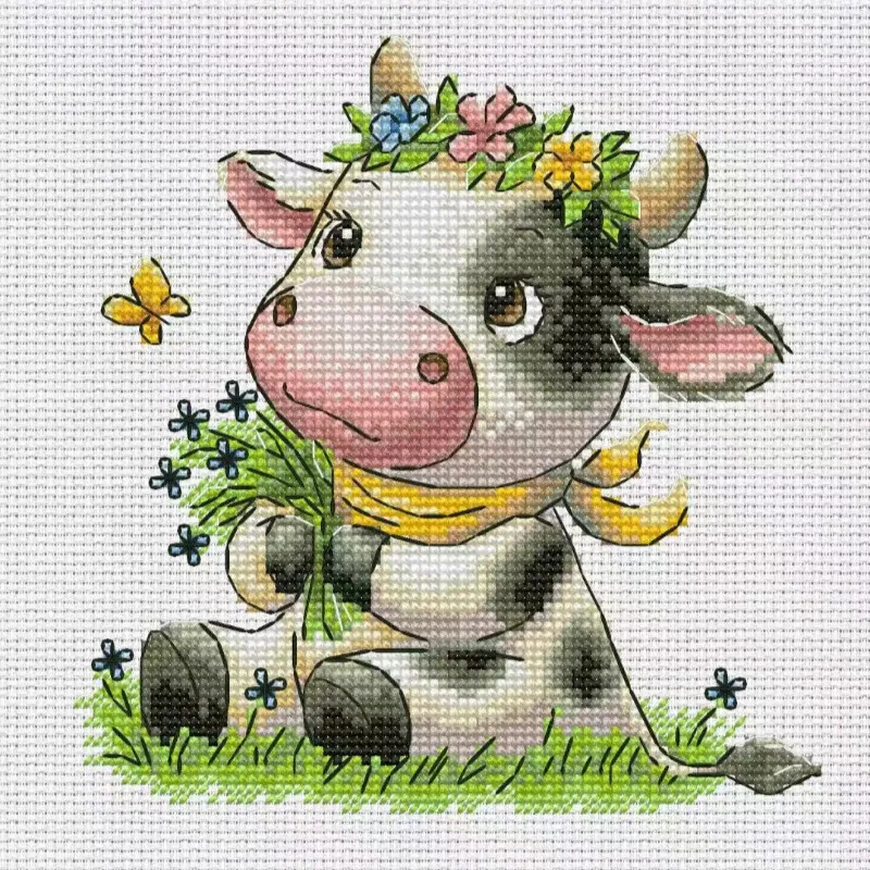 [CC2949-Cute Little Cow] | DIY - đánh giá và giá Cross Stitch Stamped Kits Beginners