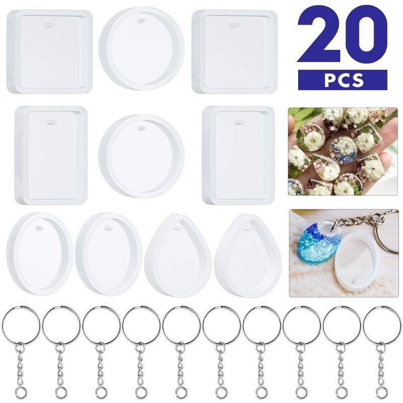 20Pcs/Set DIY Keychain Pendant - đánh giá và giá Silicone Epoxy Resin Molds Set